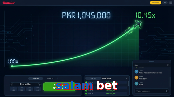 Main screen of Salam Bet aviator page for PK players