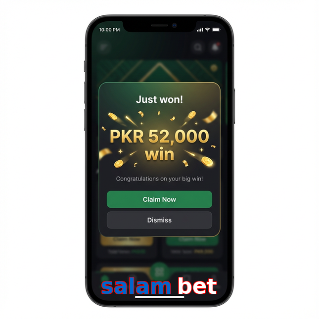 Main screen of Salam Bet win page for PK players